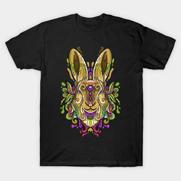 Rabbit Zentangle Illustration T-Shirt by ReasArt